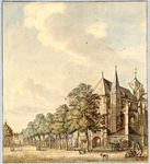 37298 Gezicht op de Mariaplaats met de Mariakerk te Utrecht uit het noordoosten, met links op de achtergrond de ingang ...